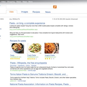 Search on food vertical: search